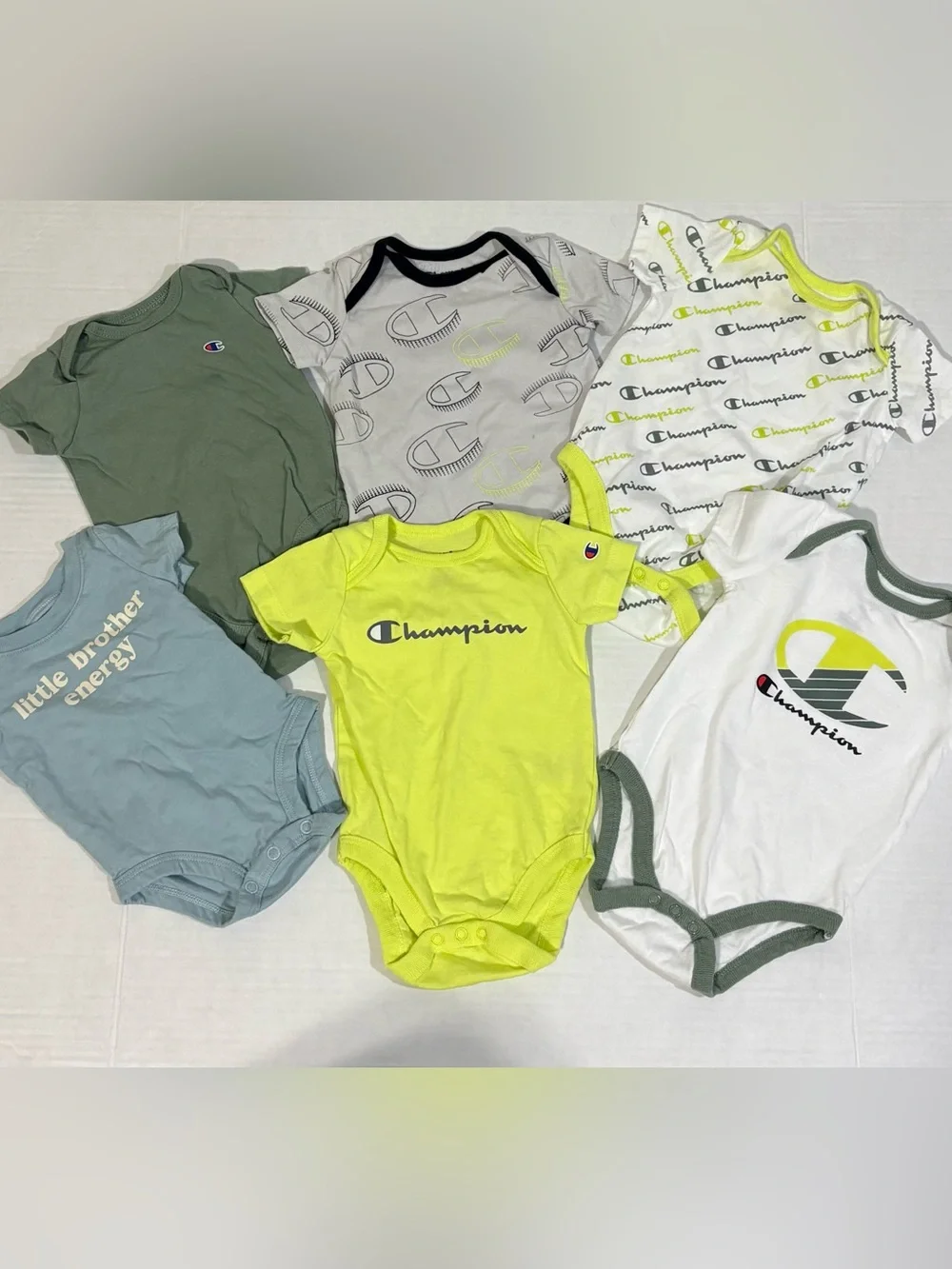 Champion Neon Yellow Logo Baby One-Piece Bodysuit